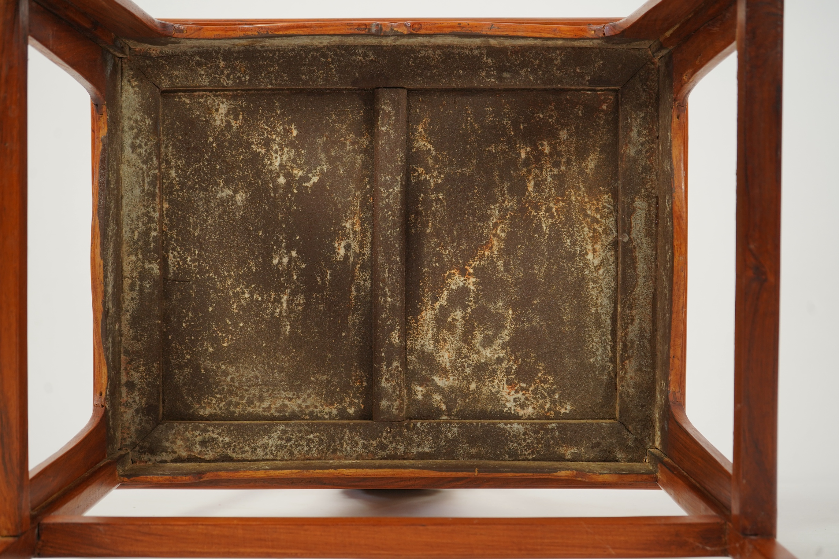 A Chinese huanghuali and brass mounted horseshoe-back armchair, quanyi, late 19th century